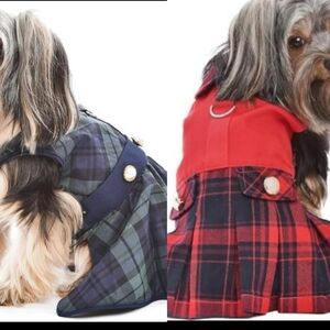 Parisian Pet Dog Dress - Scottish Green dress or Red. Plaid . M or L